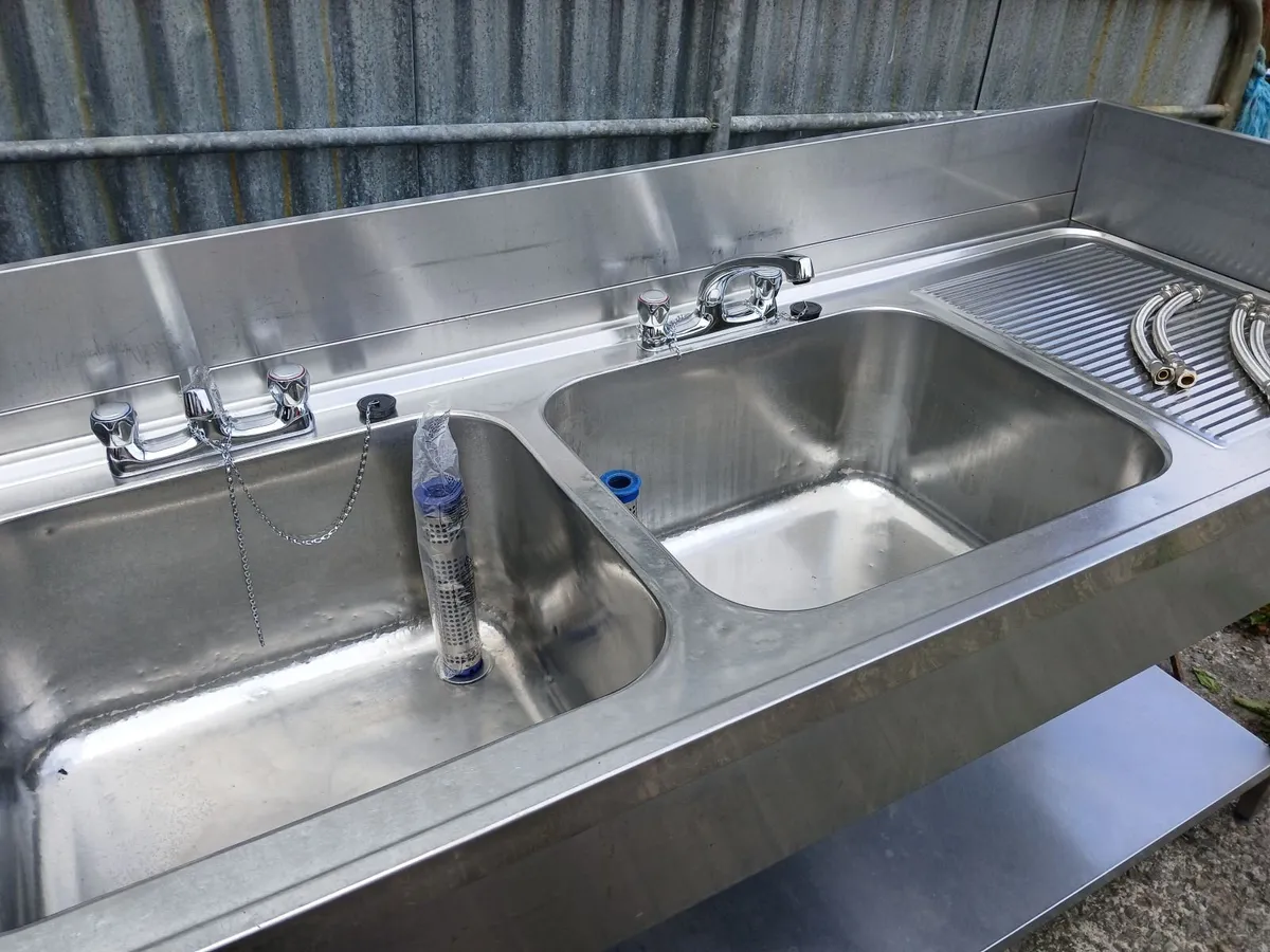 Staneless steel cabbinet double sink unit complete - Image 4