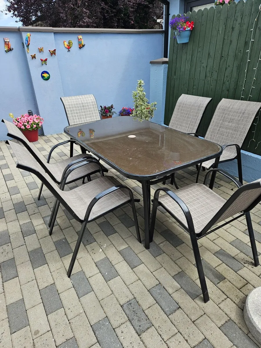 Metal Garden Table & 6 Chairs - Image 2