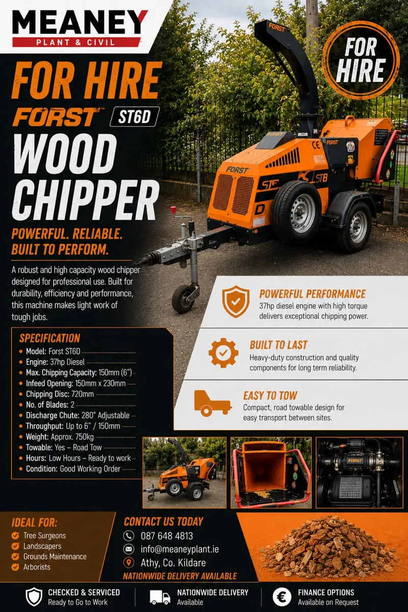 🌲 FOR HIRE – FORST ST6D WOOD CHIPPER 🌲