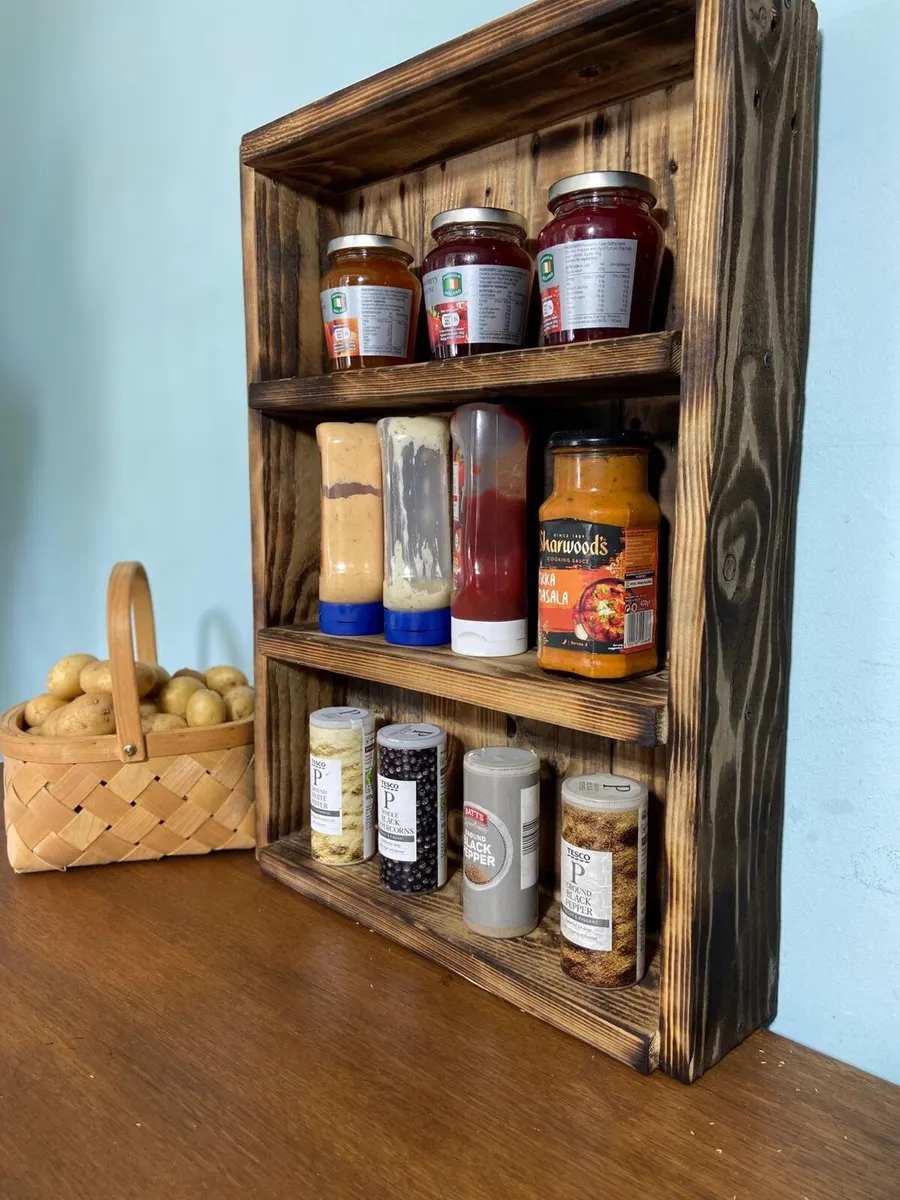 Handmade Rustic Wooden Storage Shelf - Image 1