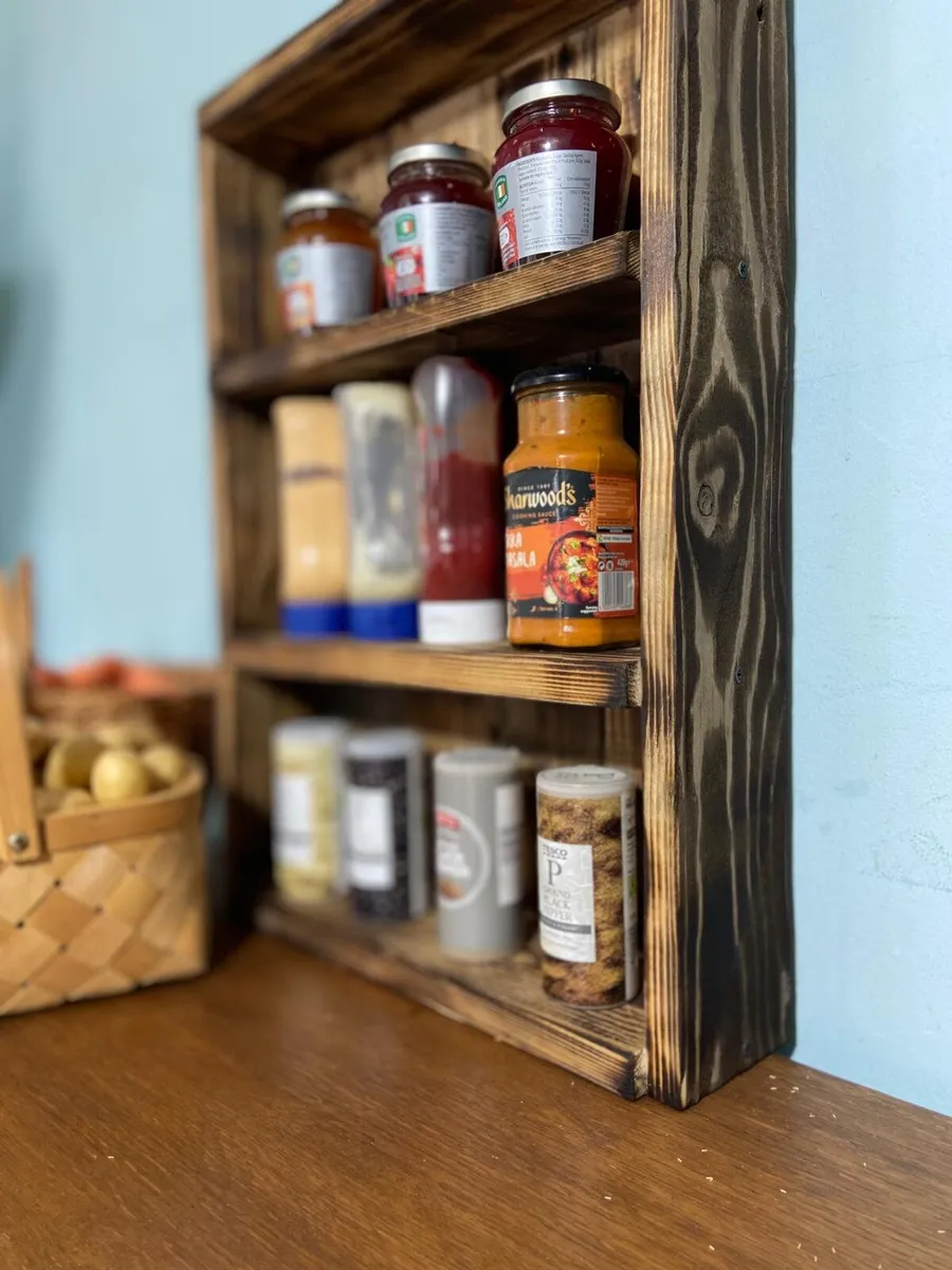 Handmade Rustic Wooden Storage Shelf - Image 2