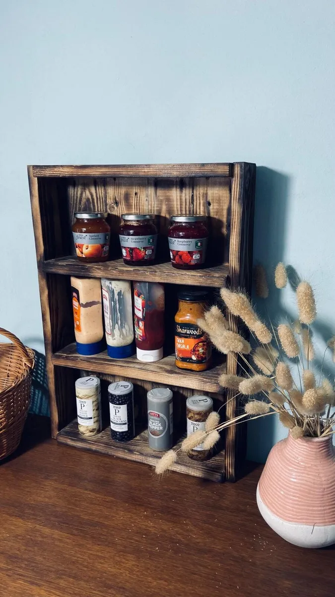 Handmade Rustic Wooden Storage Shelf - Image 4