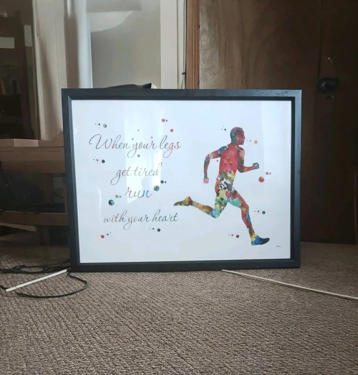 Large Custom-framed Motivational Running Art - Image 1