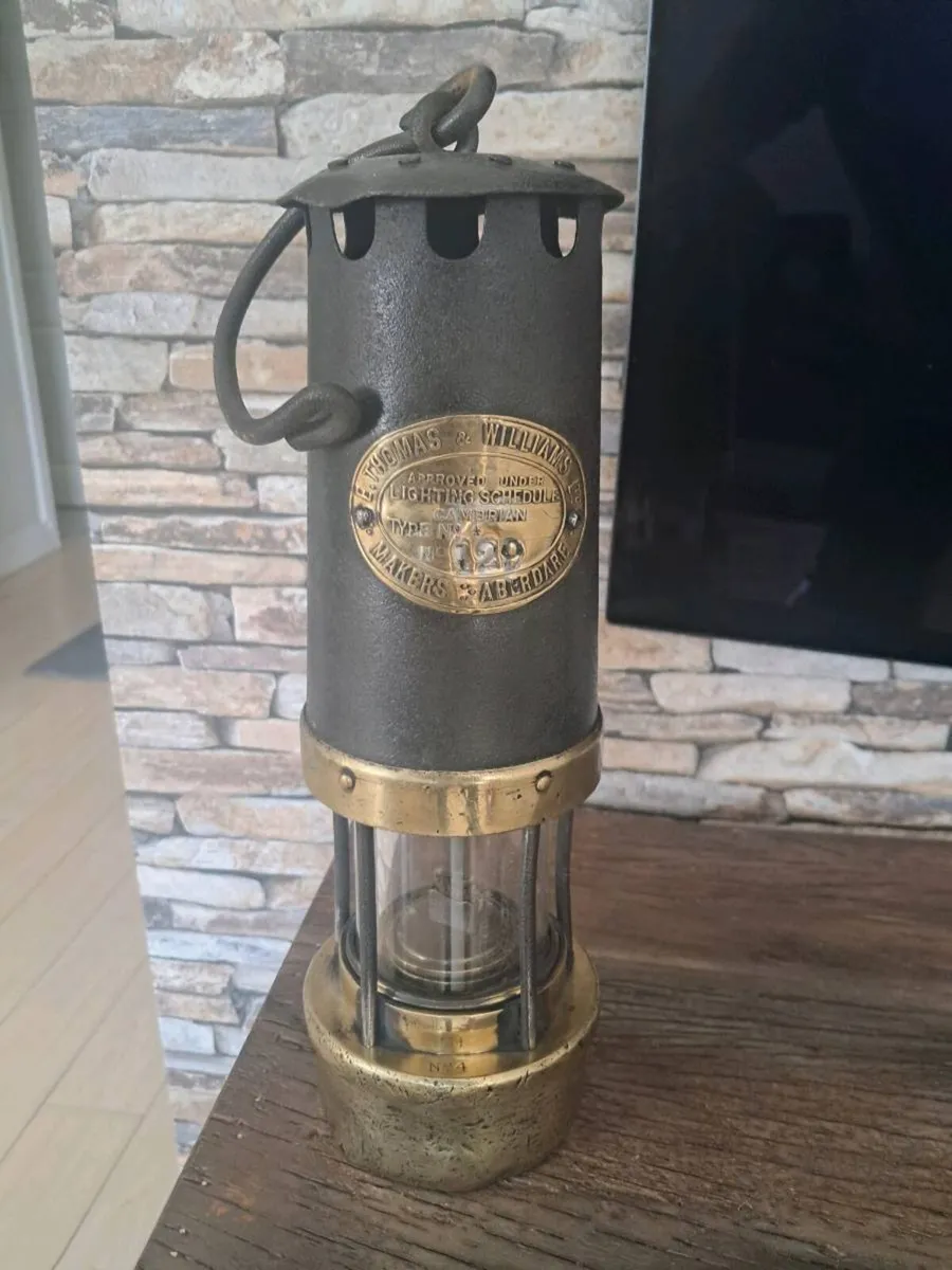 Old Brass Miners Lamp - Image 1