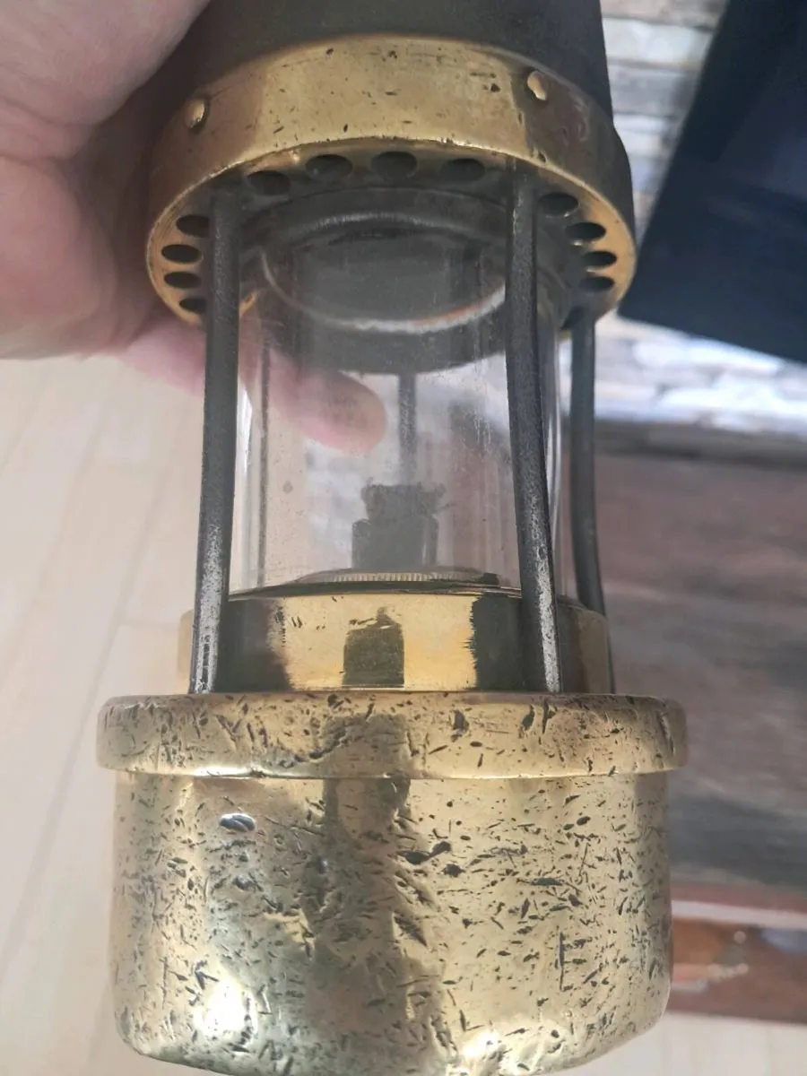Old Brass Miners Lamp - Image 3