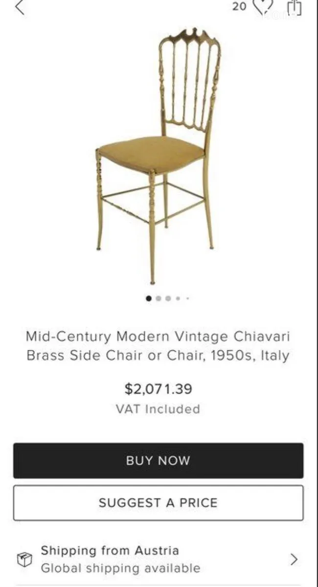 Rare Chiavari Solid Brass mid century  Chair1950s - Image 2