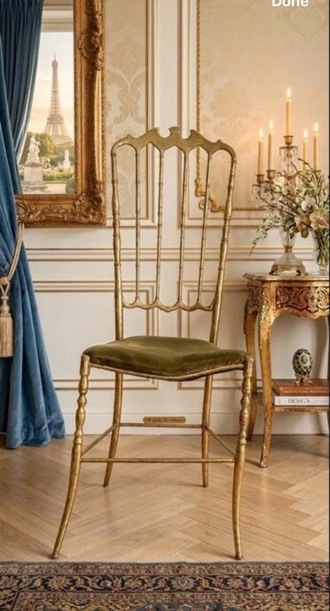 Rare Chiavari Solid Brass mid century  Chair1950s - Image 4