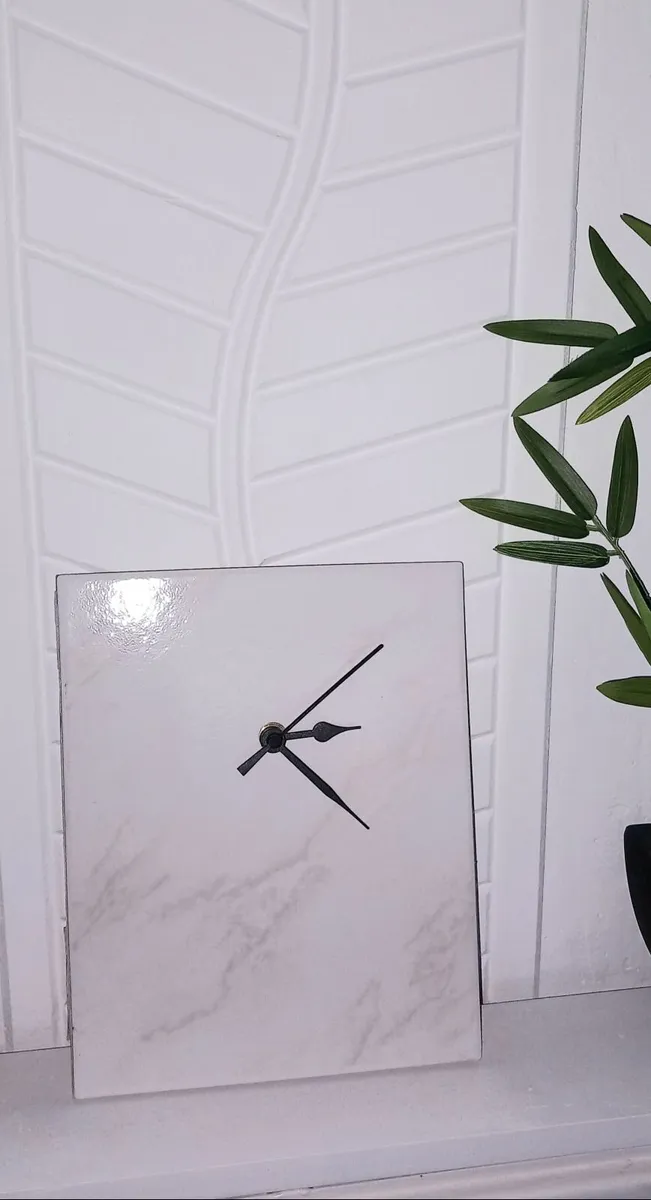 Handmade Minimalist Ceramic Tile Clocks – Battery - Image 1