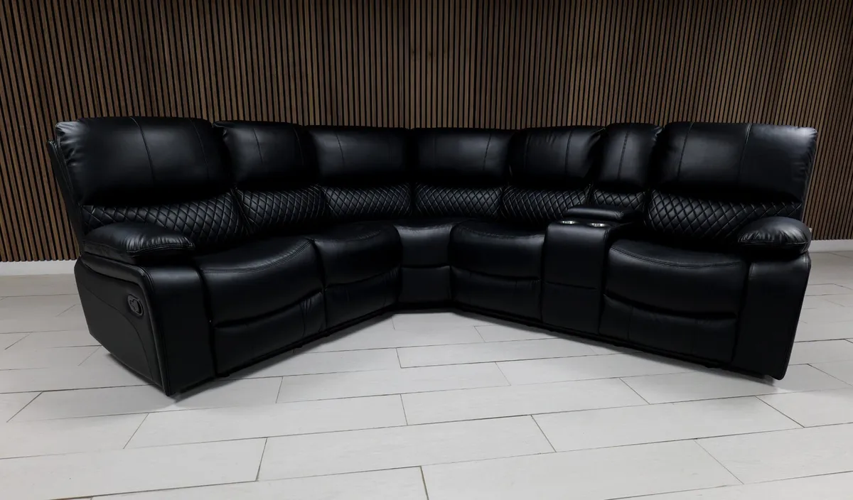 Rita Corner Leather Recliner Sofa - Cupholders - Image 1