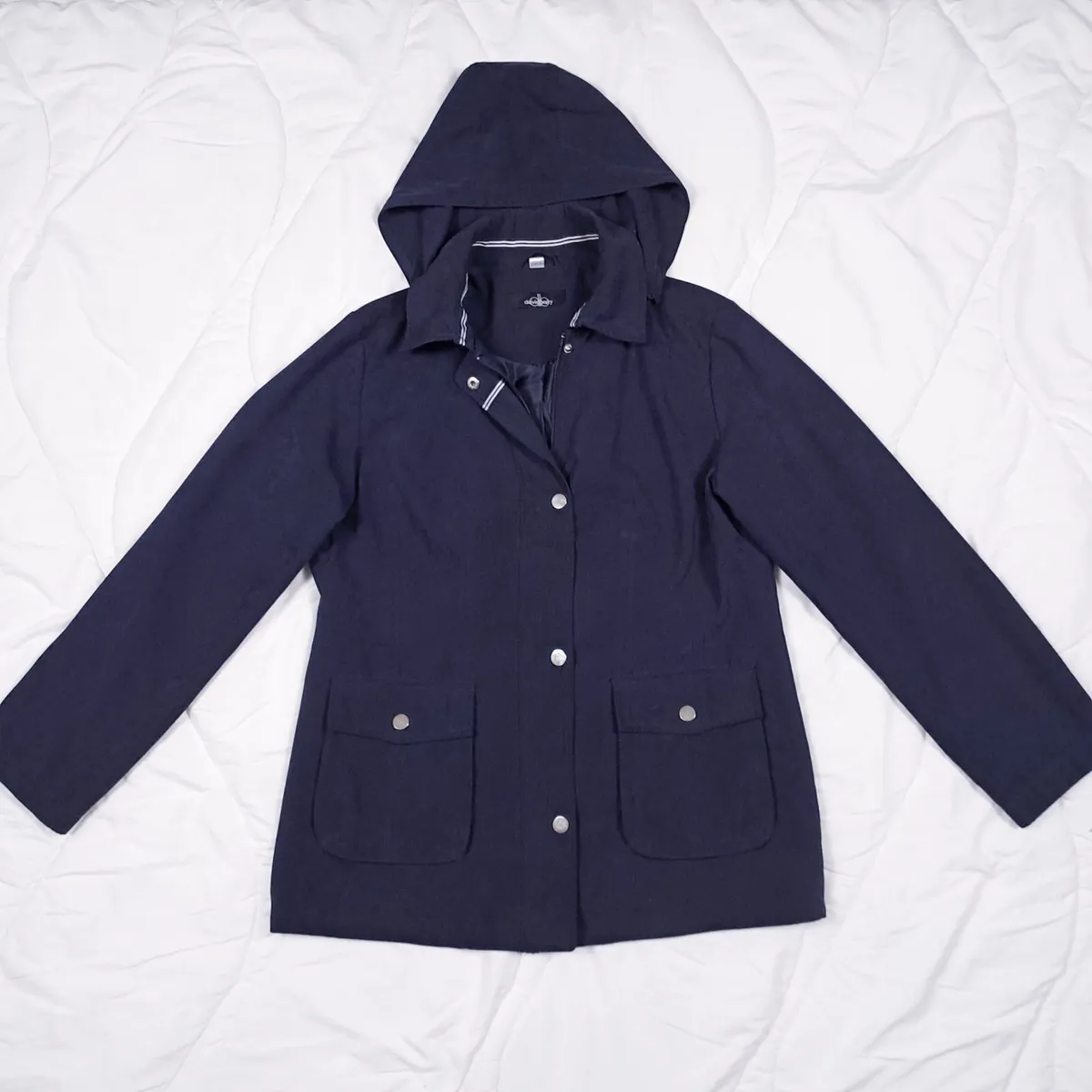 David Barry Navy Blue Hooded Raincoat Jacket 14UK - Image 1