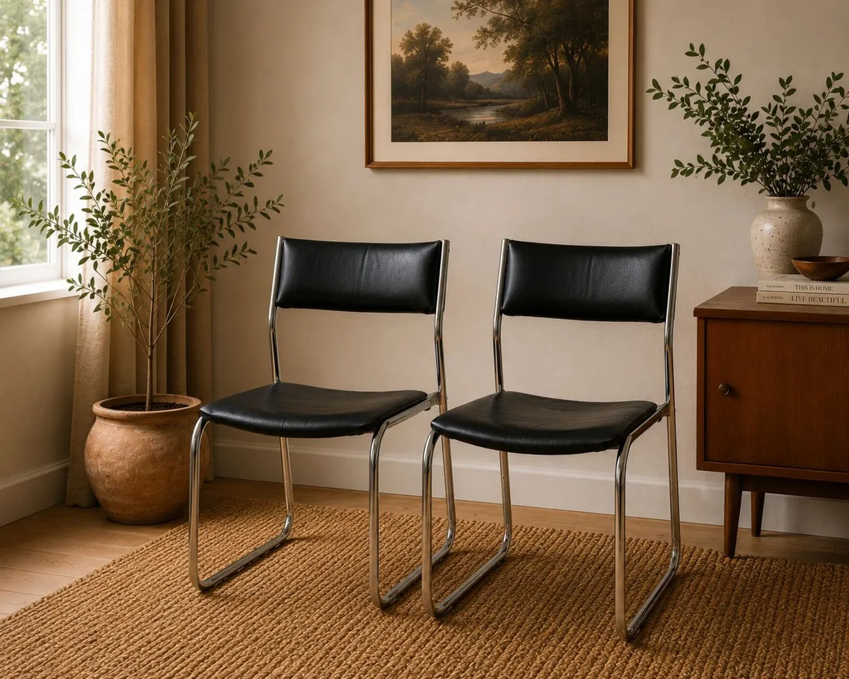Pair of Vintage 1970s Cantilever Dining Chairs - Image 2