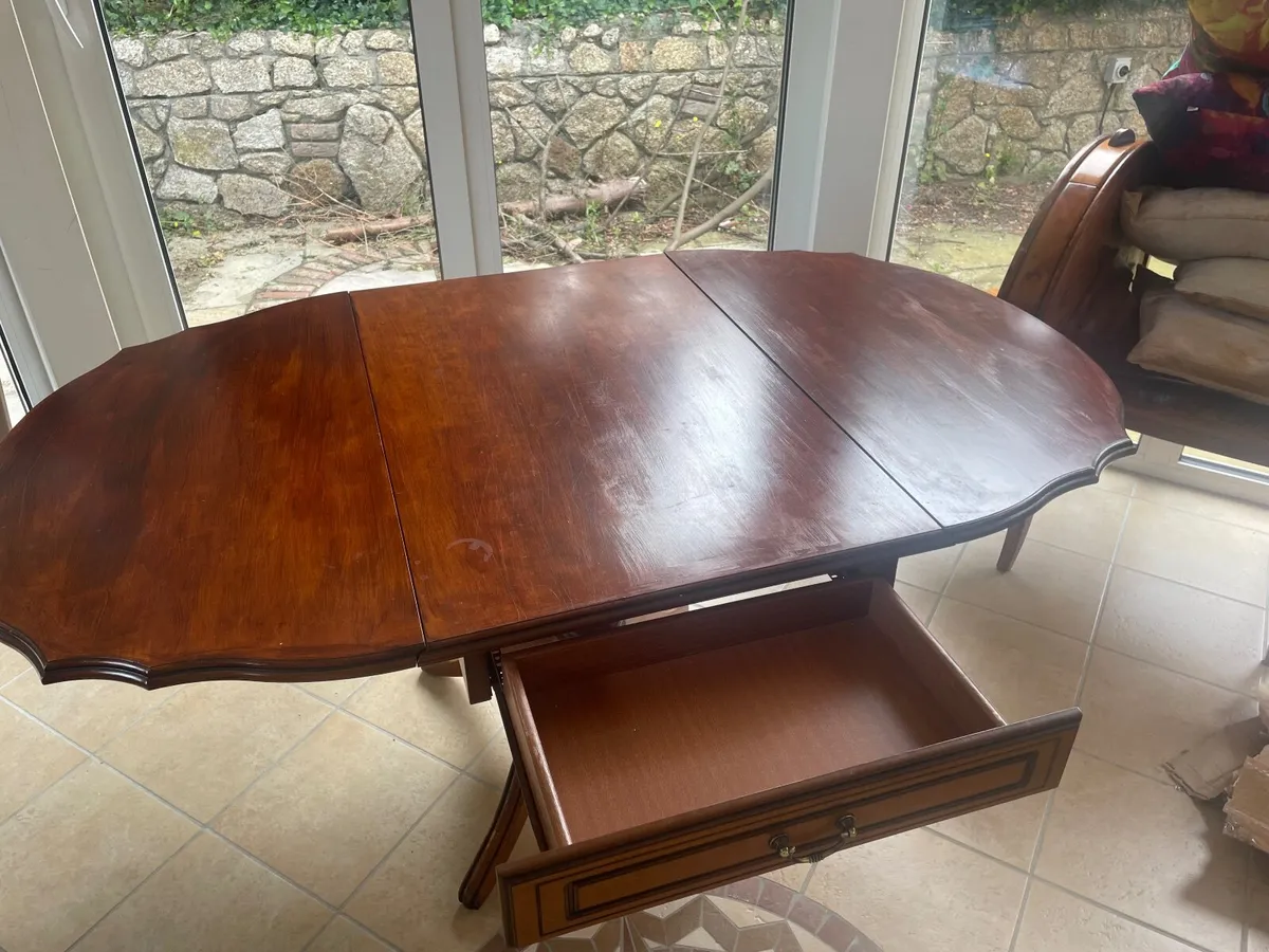 Antique wooden table and chairs set - Image 4