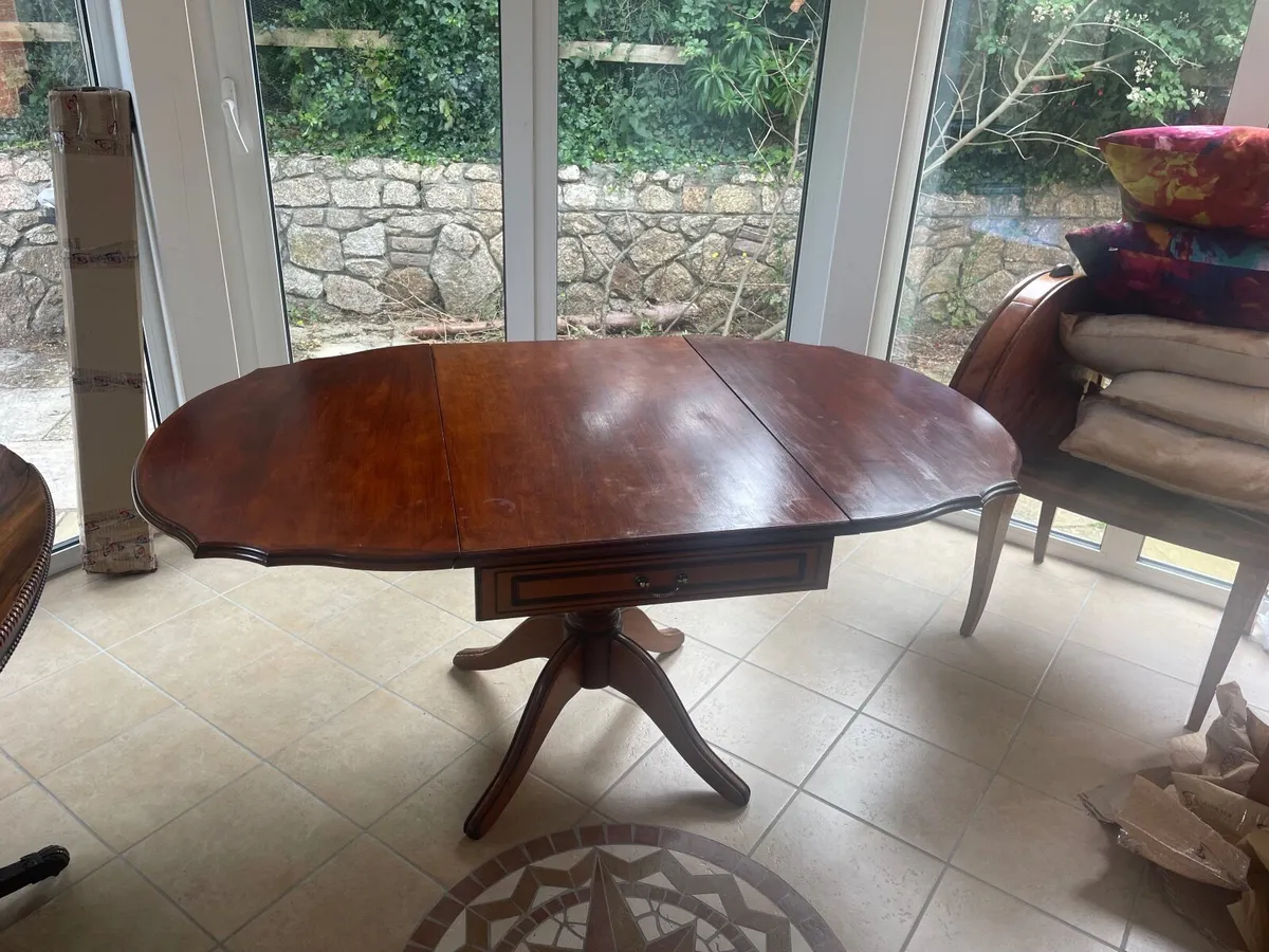 Antique wooden table and chairs set - Image 2