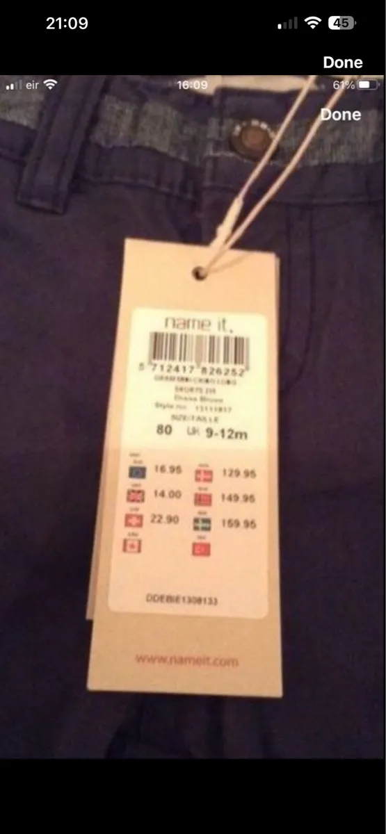 Boys BNWT shorts 9/12 mths €4 - Image 3
