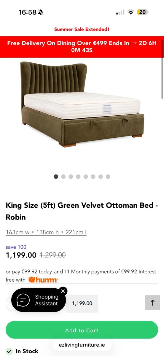 King size Ottoman bed frame and mattress - Image 4
