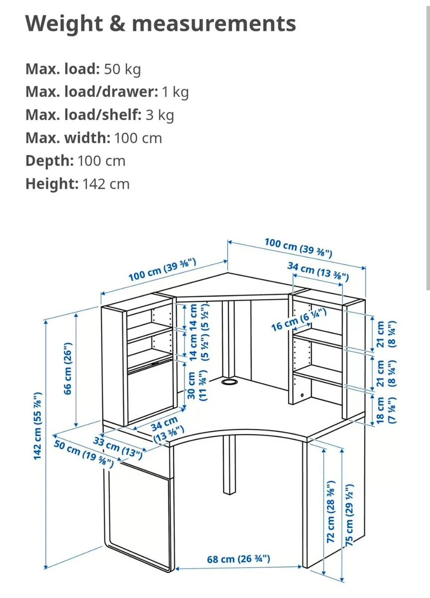 IKEA Corner Desk Black - MICKE RANGE - Image 2