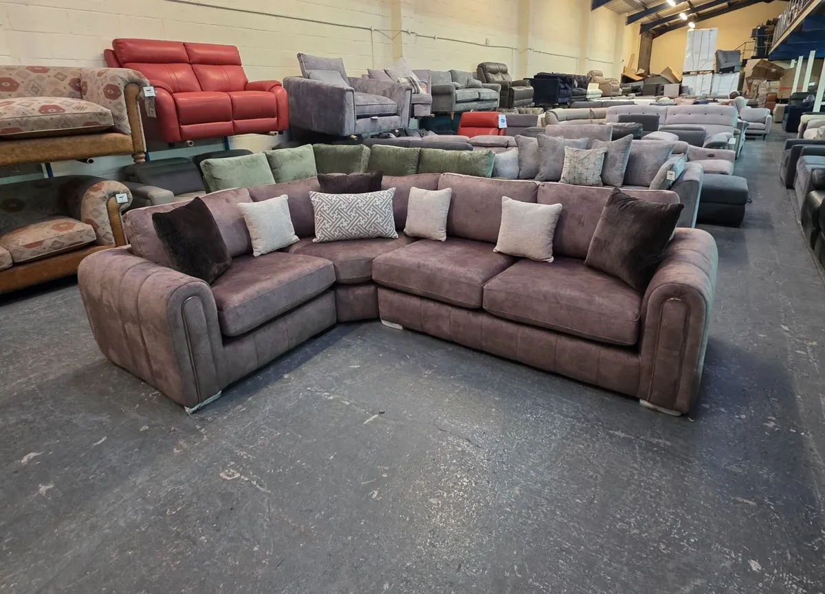 Amara brown fabric corner sofa - Image 1