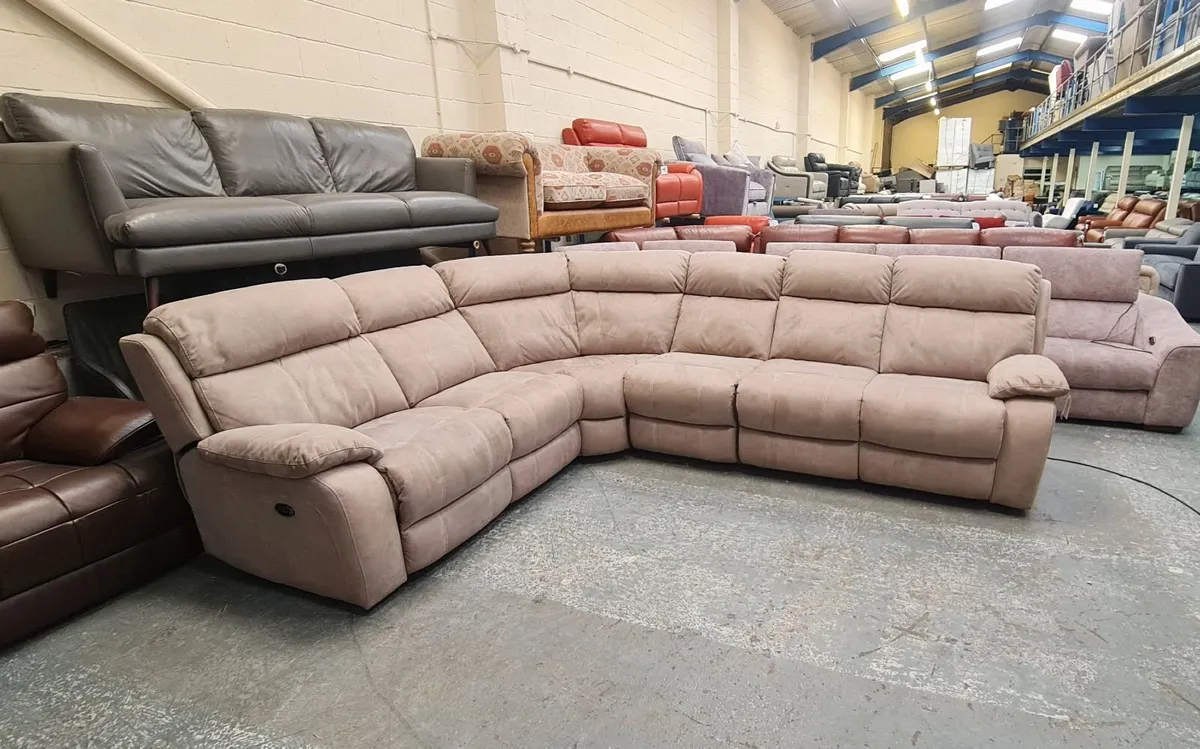 Moreno mink fabric electric recliner corner sofa - Image 1