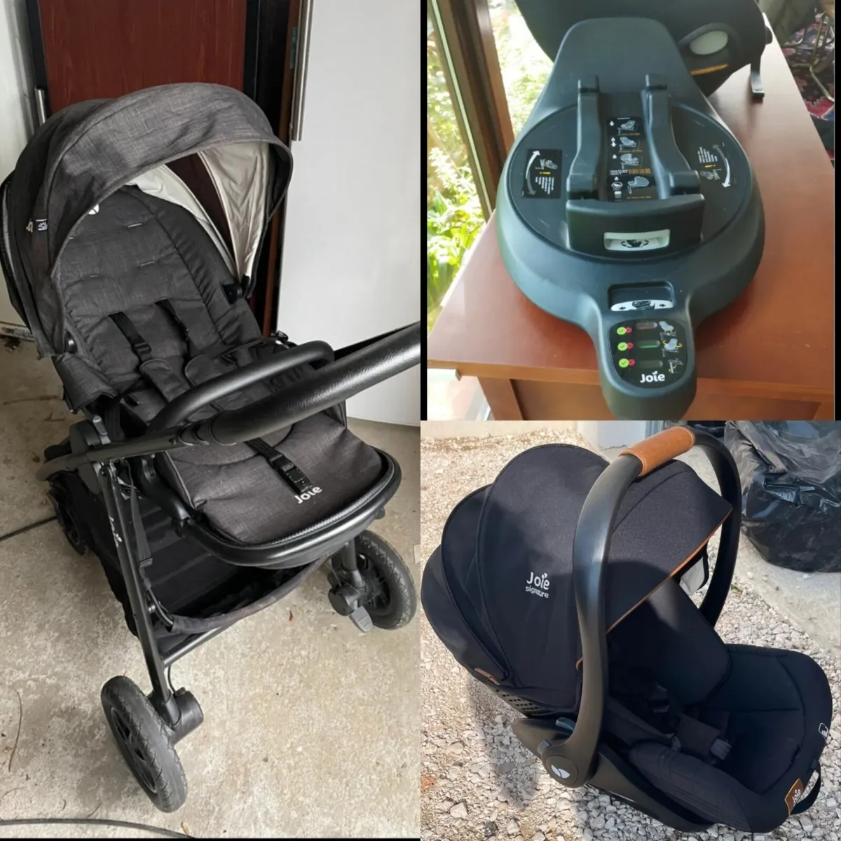Joie stroller, car seat and base - Image 1