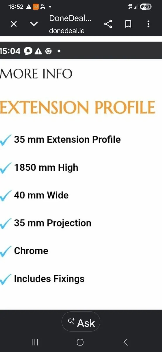 New shower wall width  extension profiles - Image 2