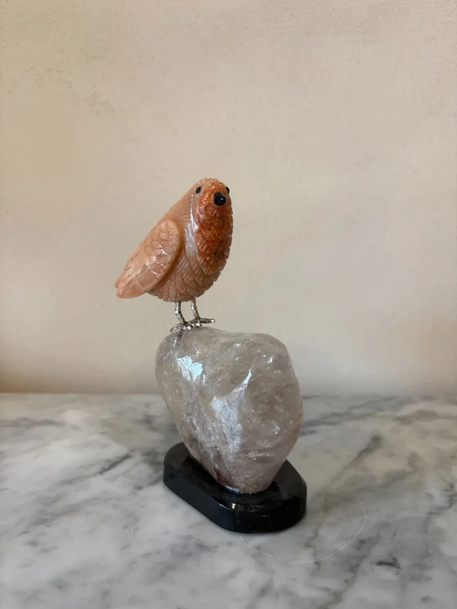 🍂 Hand-Carved Gemstone European Robin on Polished - Image 4