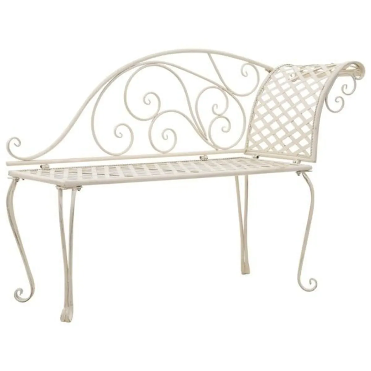 Garden Chaise Lounge | Antique White | Metal | Dec - Image 1