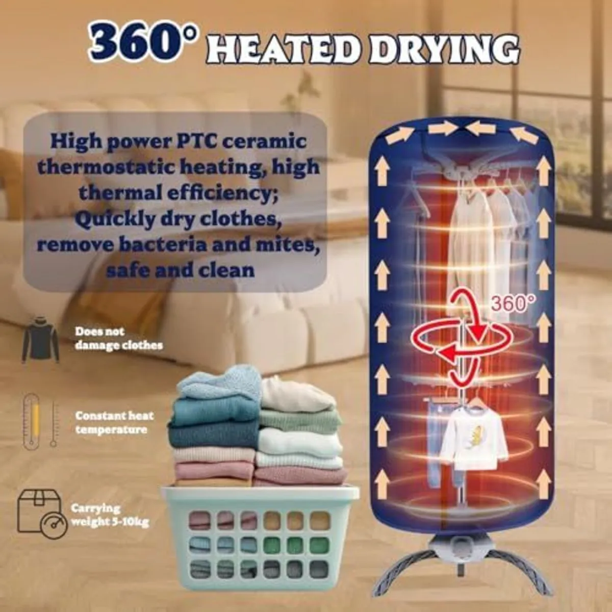 Electric Clothes Dryer, 900W Portable Drying Pod 2 - Image 4