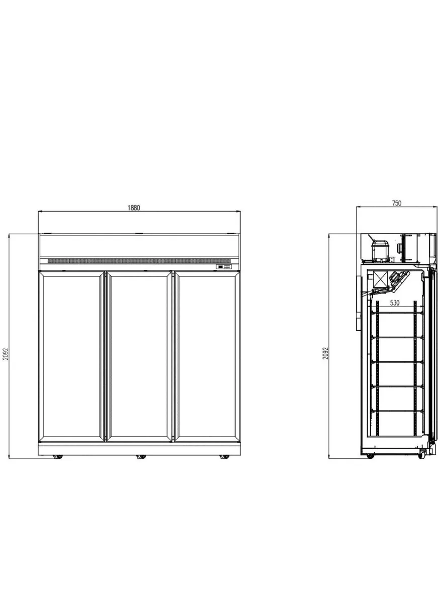 CombiSteel FREEZER 3 GLASS DOORS BLACK INS-1530F B - Image 2