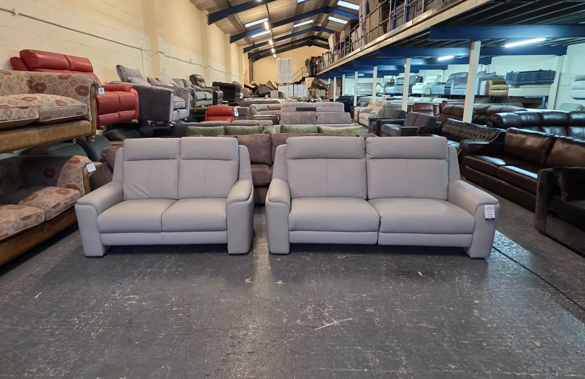 Egoitaliano Giorgia grey leather 3+2 seater sofas - Image 1