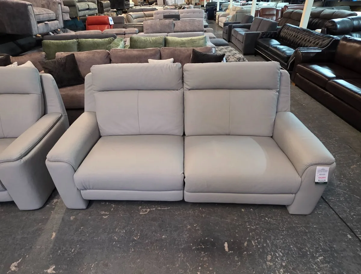 Egoitaliano Giorgia grey leather 3+2 seater sofas - Image 3
