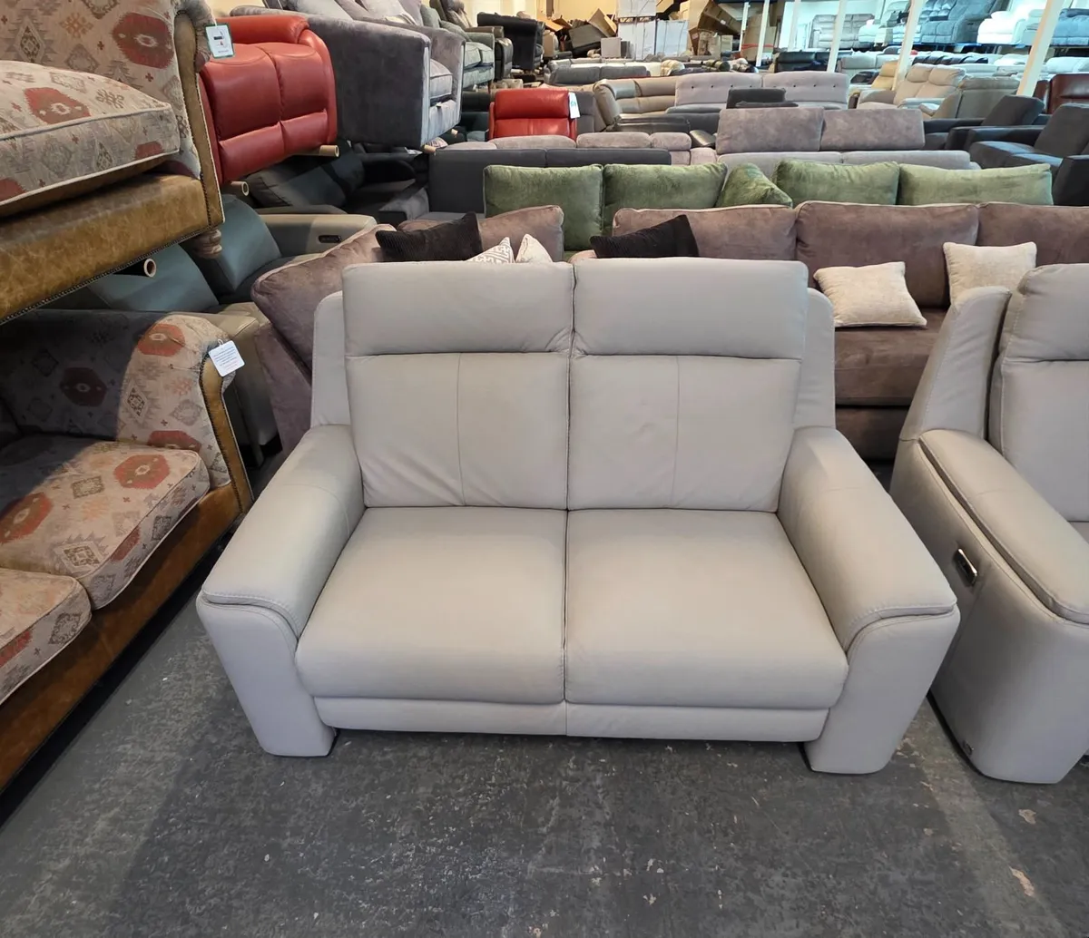 Egoitaliano Giorgia grey leather 3+2 seater sofas - Image 4