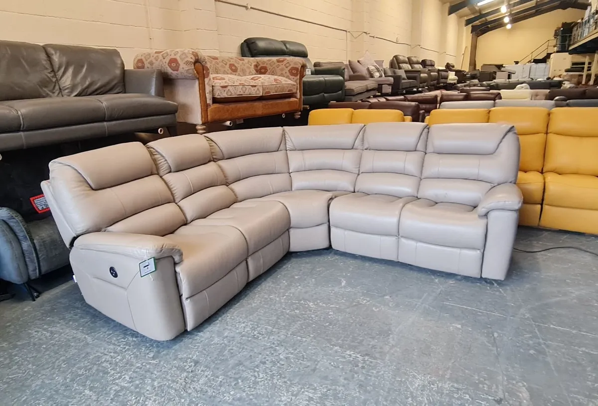 Staten cream leather electric recliner corner sofa - Image 1