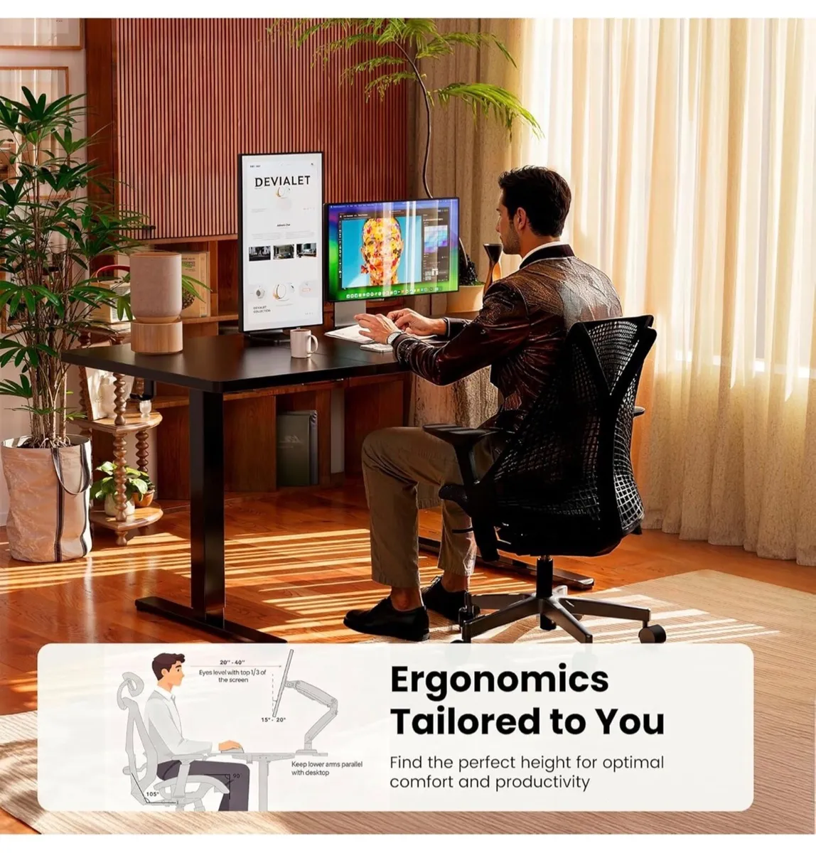 Electric Standing Desk Height Adjustable 120 x 60c - Image 2