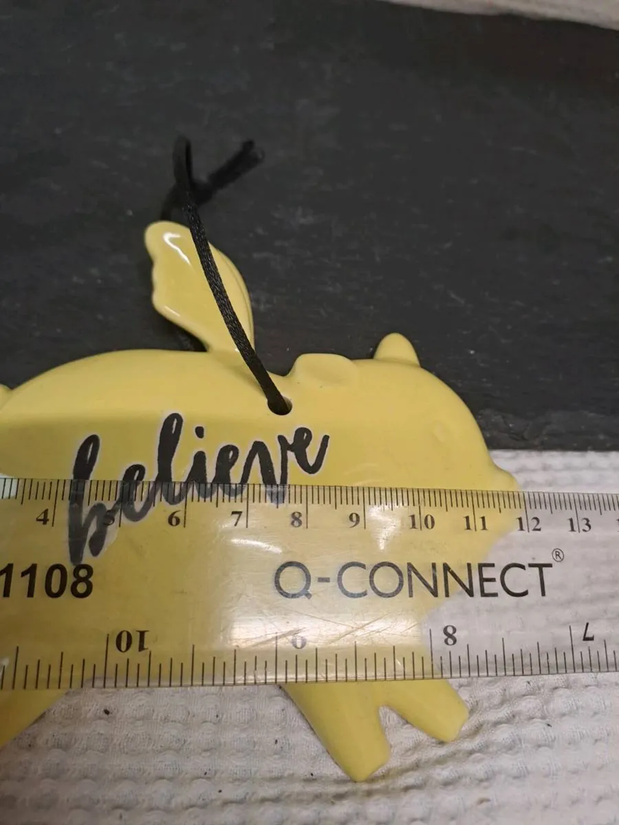 Flying Pig "Believe" Ceramic Hanging Ornament - Image 3