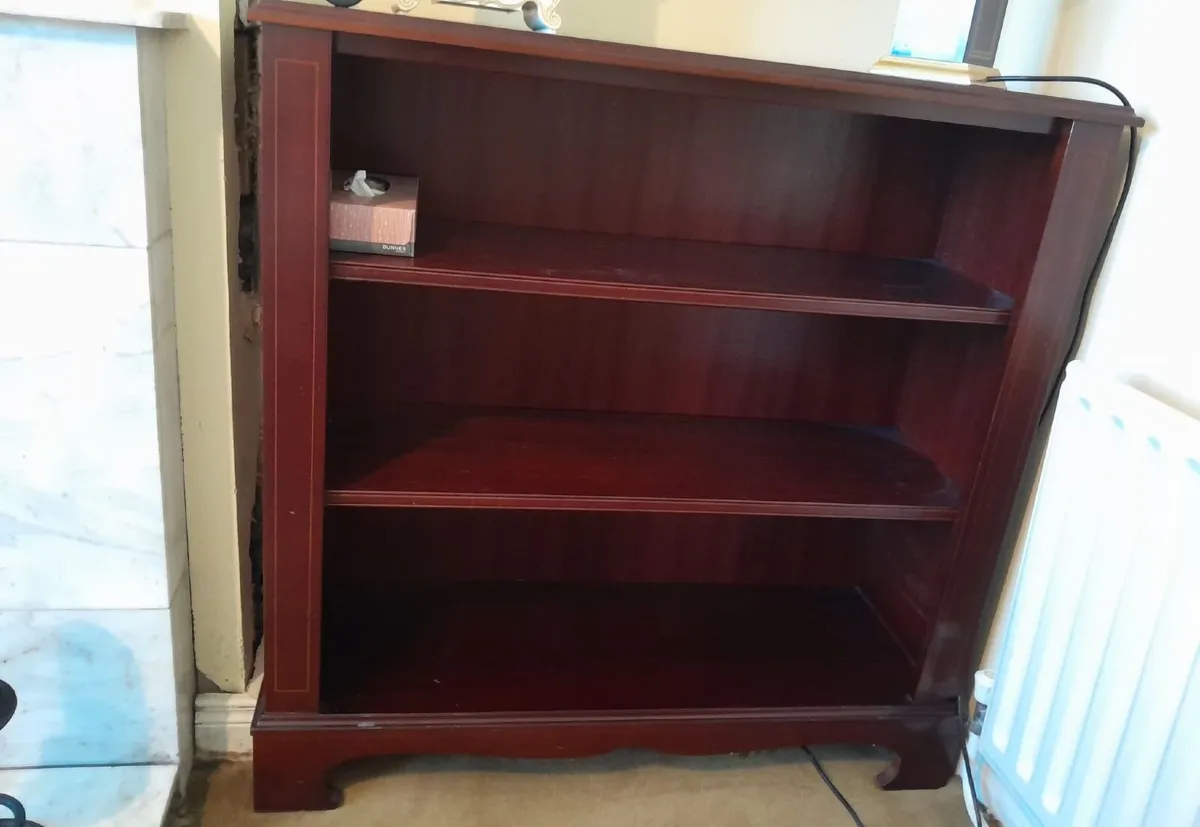 Mahogany-finished wood bookcase