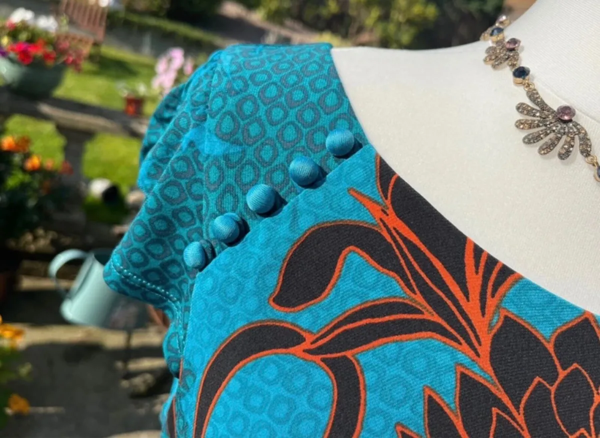 M & S Chinese Style Teal Dress Size 16 - Image 1