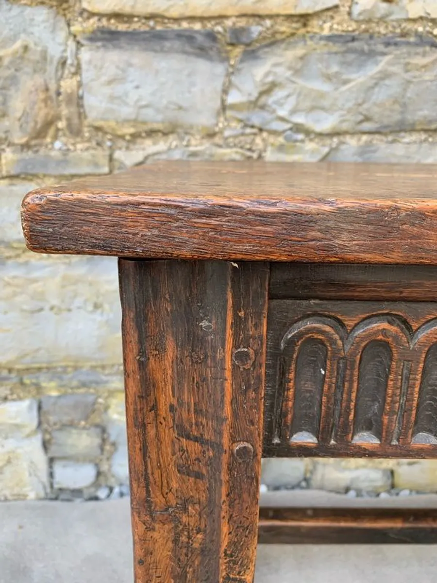 Early 20th Century Jacobean Revival Solid Oak Console Table. - Image 2