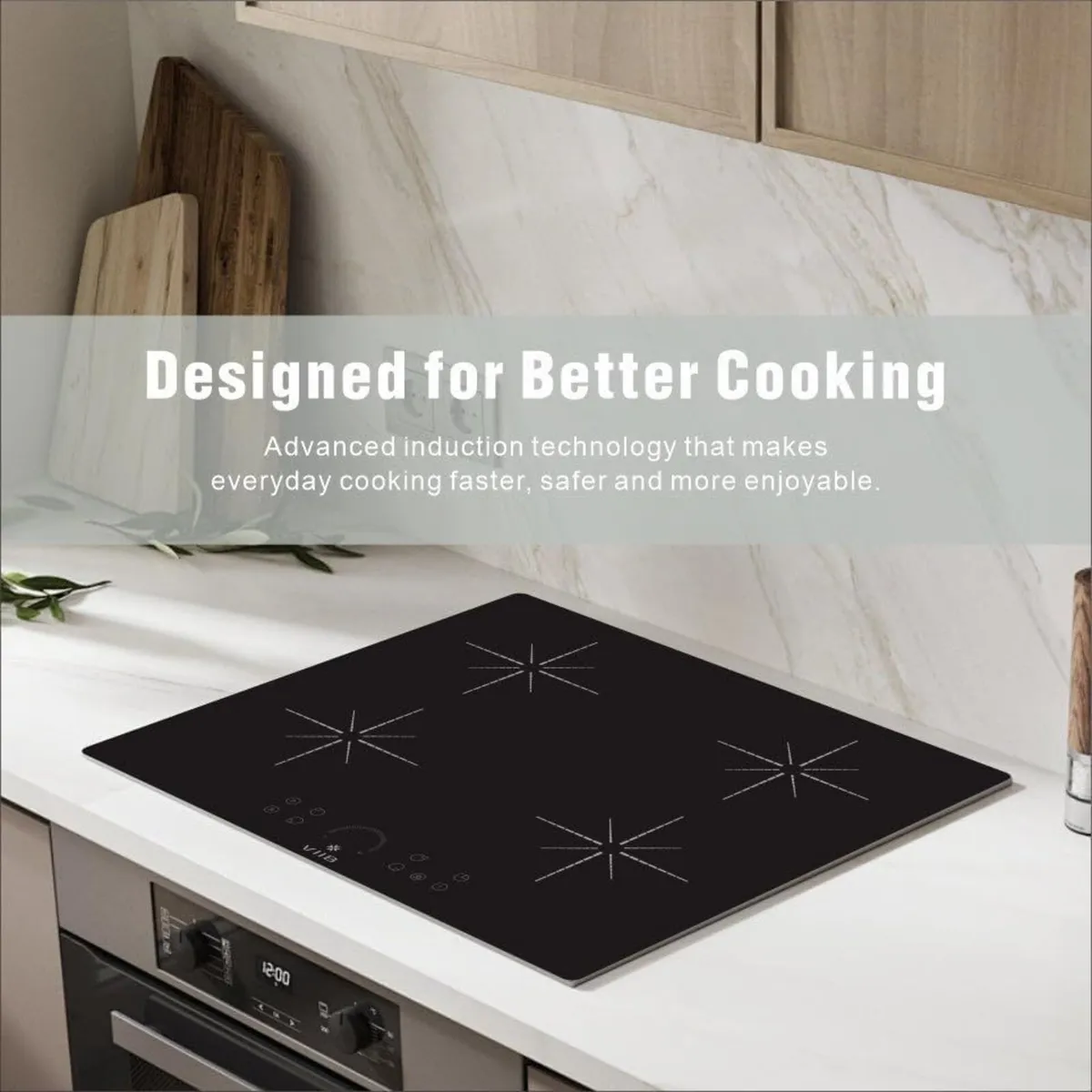 Induction Hob 60cm,4 Zone Electric Cooktop,7000W B - Image 4