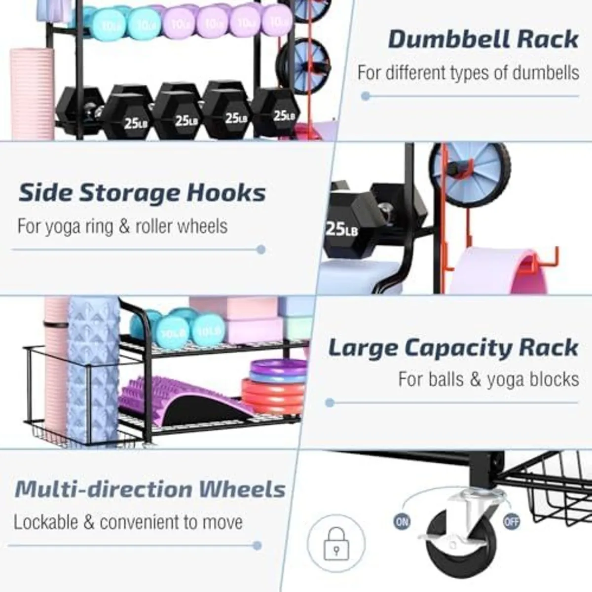 Home Gym Storage Rack for Dumbbells Kettlebells Fo - Image 4