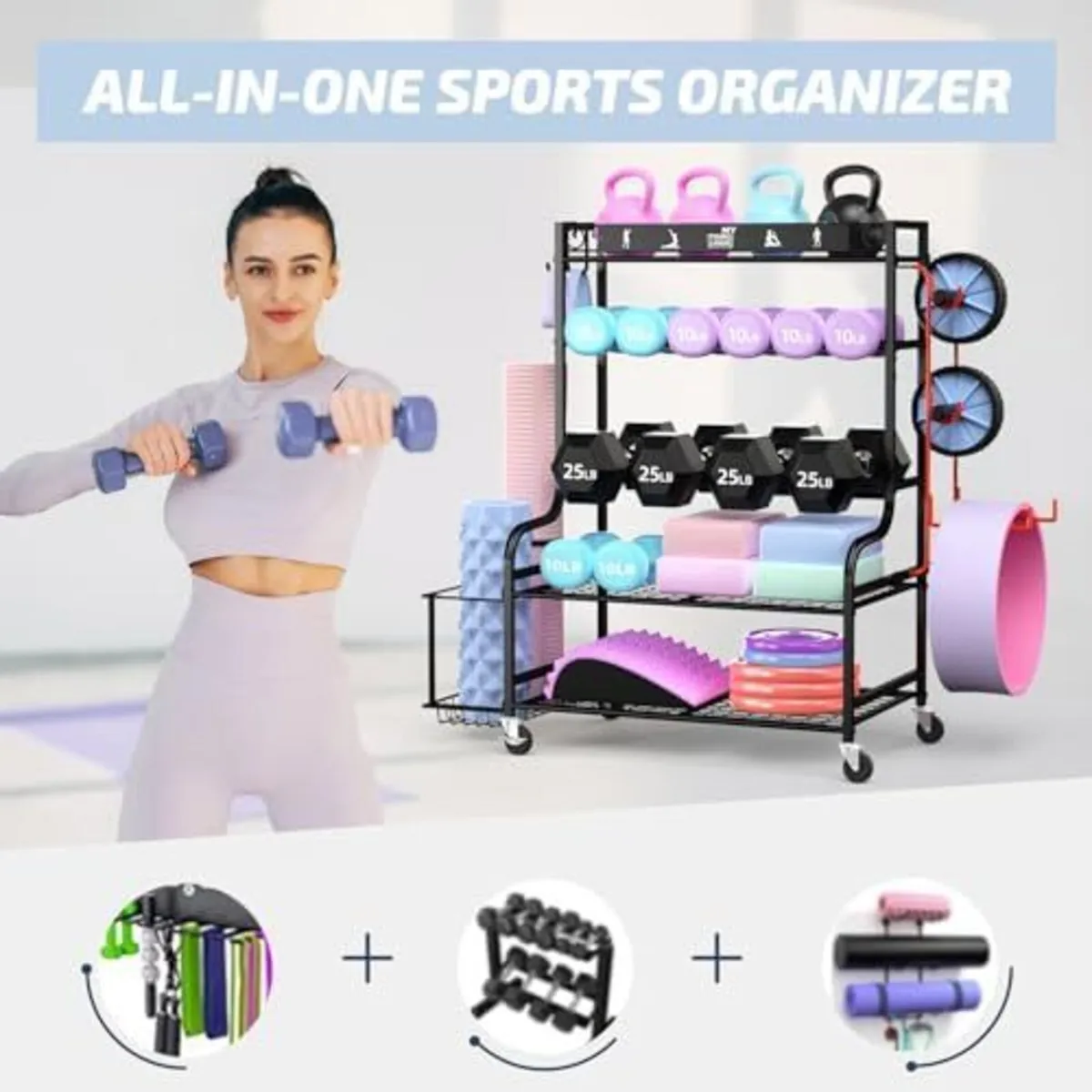 Home Gym Storage Rack for Dumbbells Kettlebells Fo - Image 3