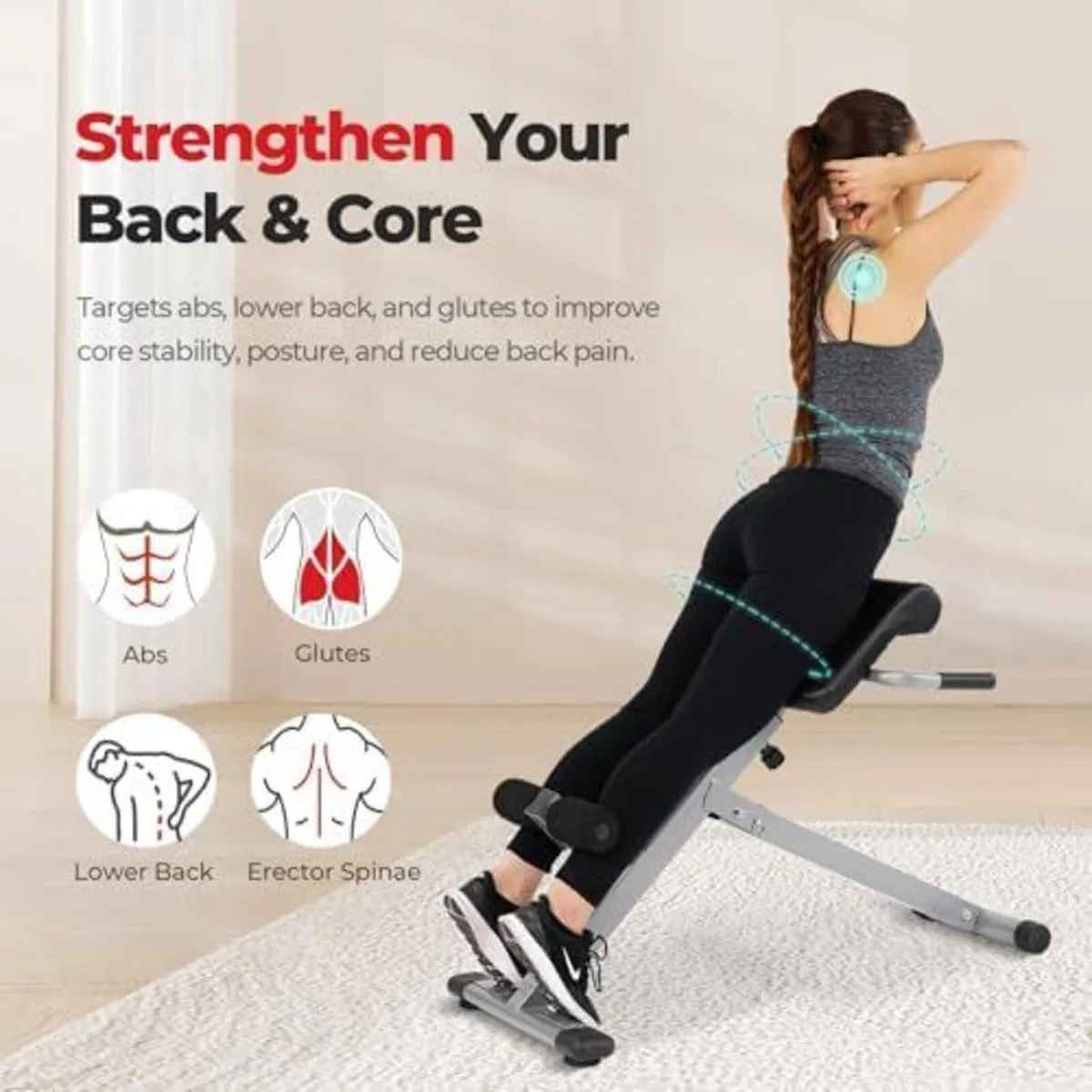 Foldable Hyperextension Roman Chair w/Back Extensi - Image 2