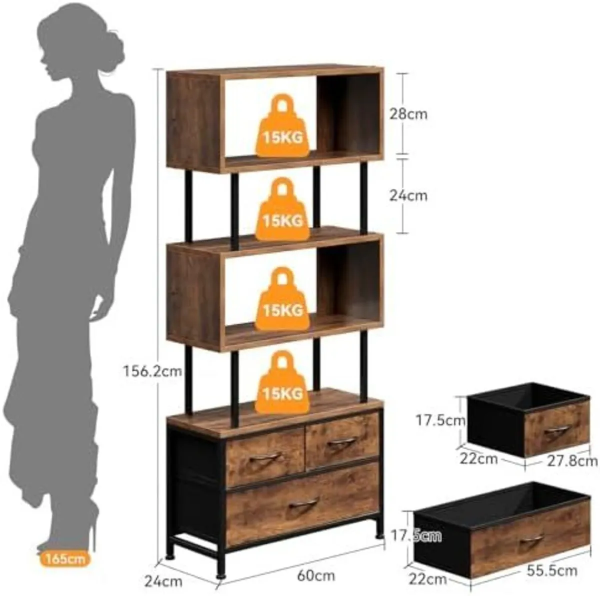 Shelves, Book Shelf with 5 Shelves, Bookcase with - Image 2