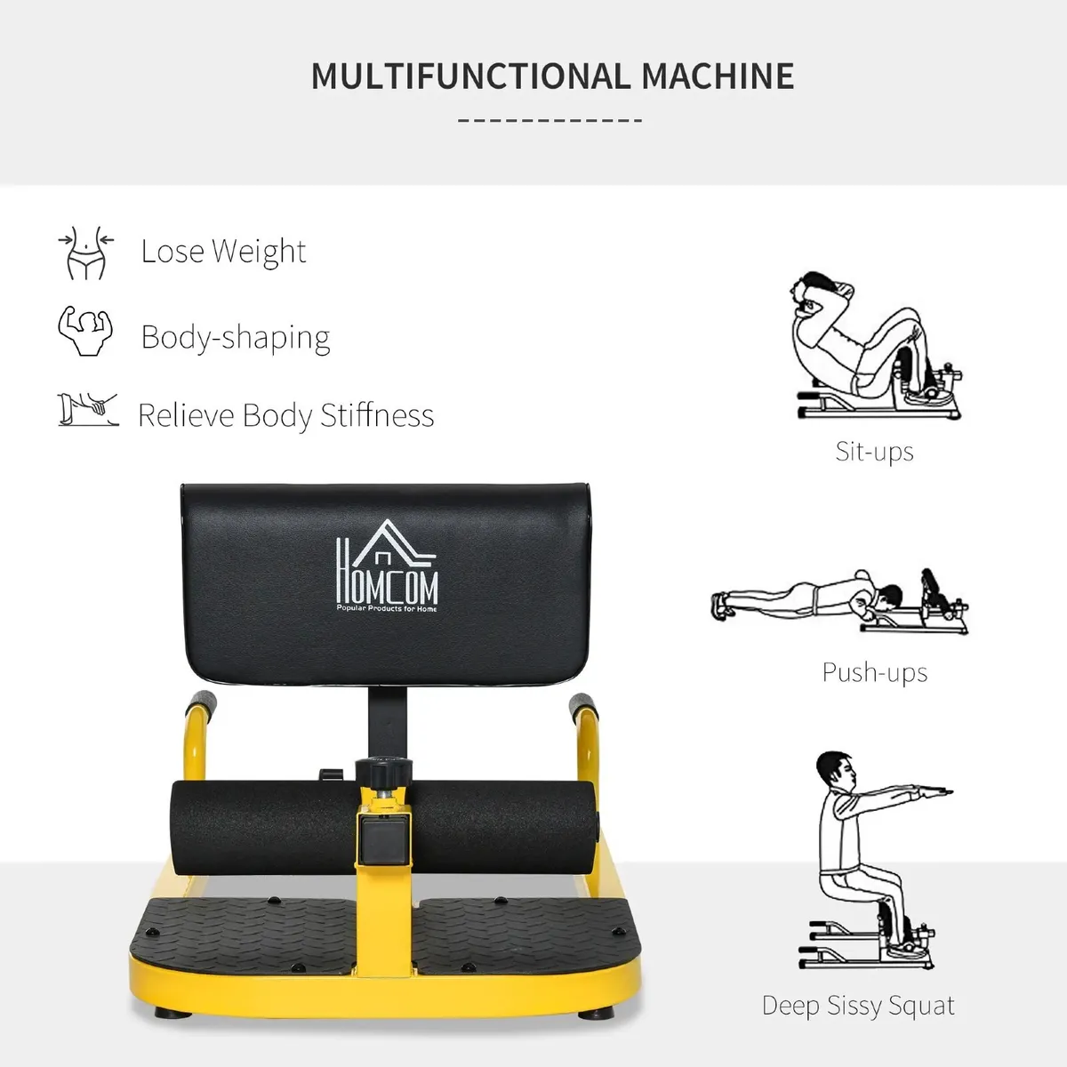 3-in-1 Sissy Squat Machine with Push Up Bars, Home - Image 4