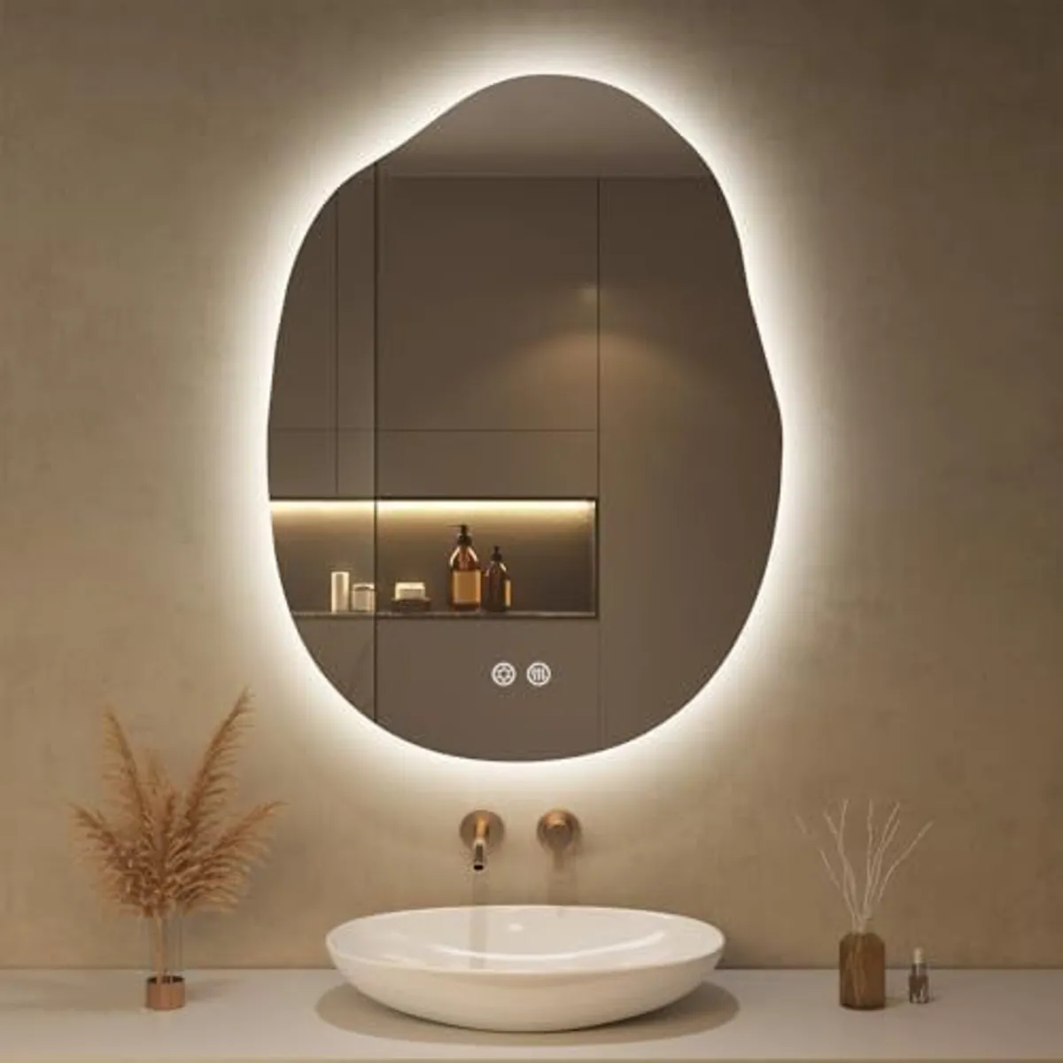 Mirror with LED Lights,60X80cm Irregular LED Bathr - Image 1