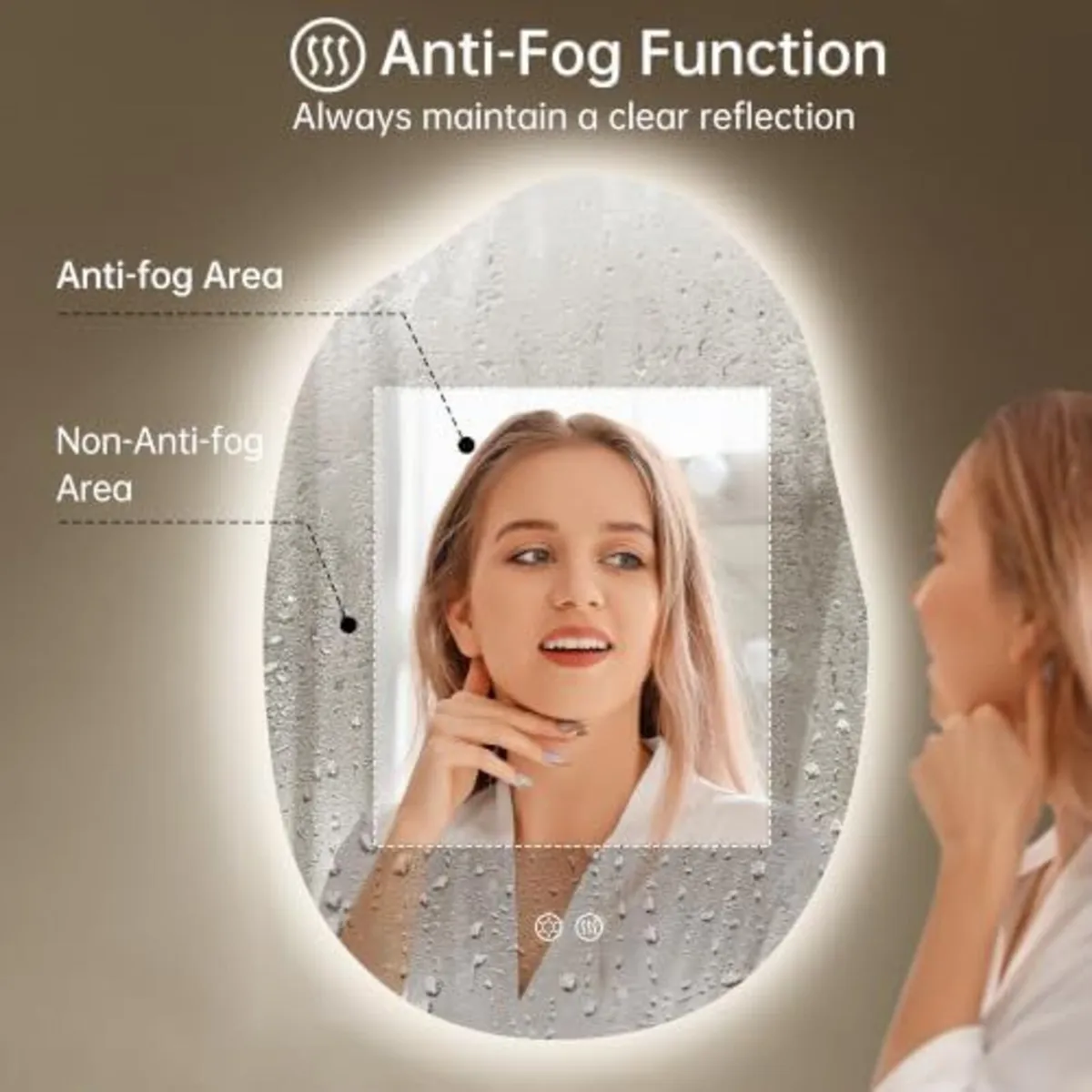 Mirror with LED Lights,60X80cm Irregular LED Bathr - Image 3