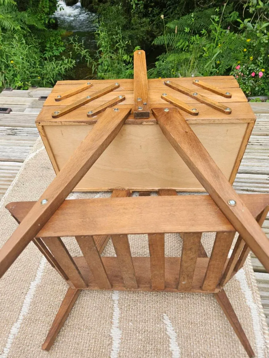 Solid Wood Mid Century Sewing Box - Image 2