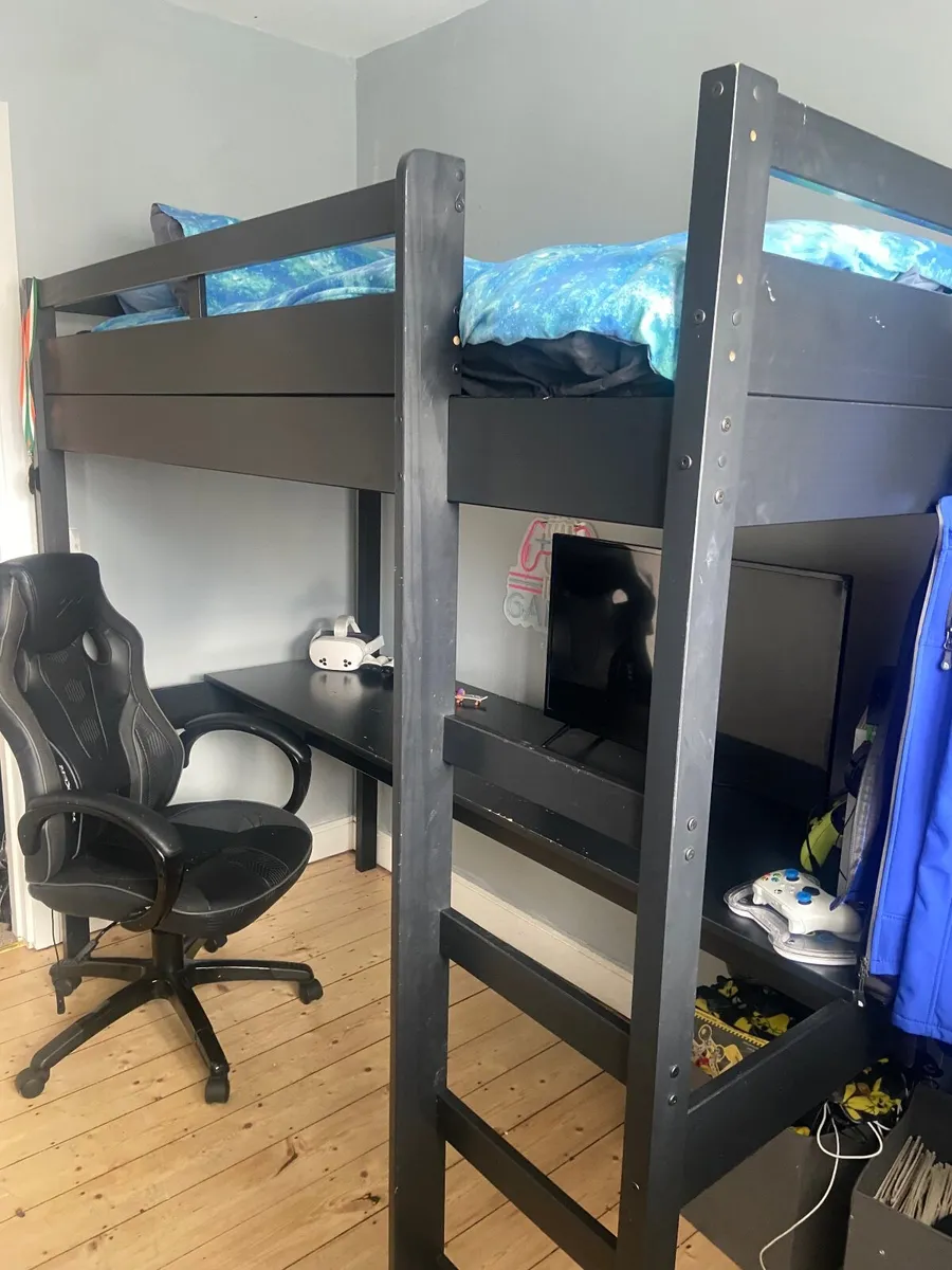 High sleeper loft gaming desk with bed - Image 1