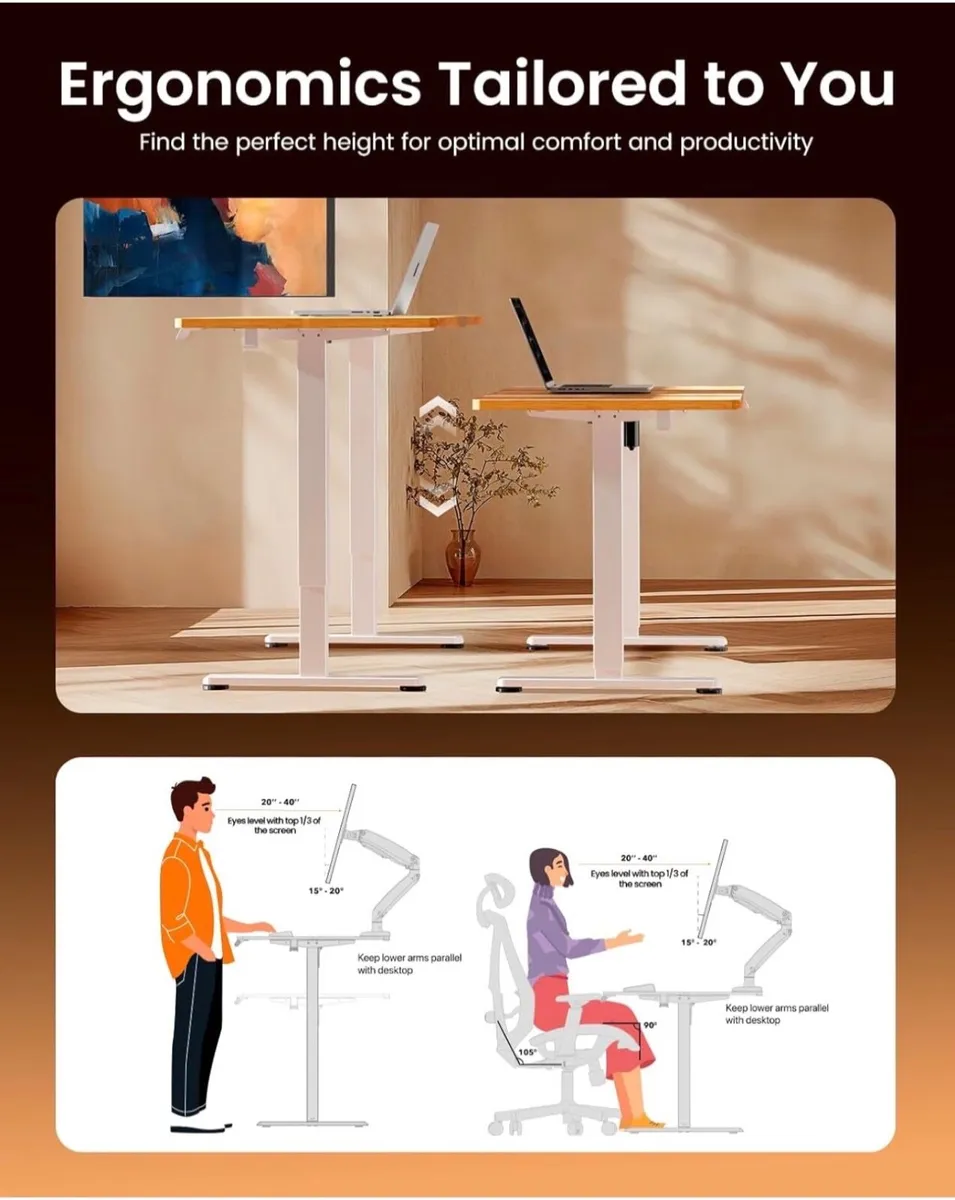 Electric Standing Desk Height Adjustable 120 x 60c - Image 3