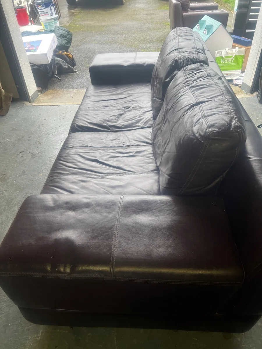 Leather sofa & armchair - Image 3