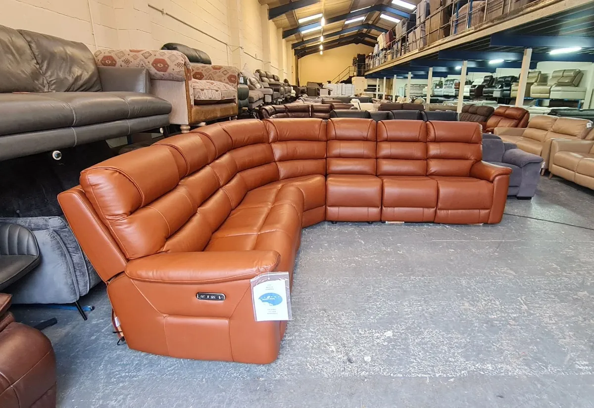 Cleveland brown leather electric corner sofa - Image 2